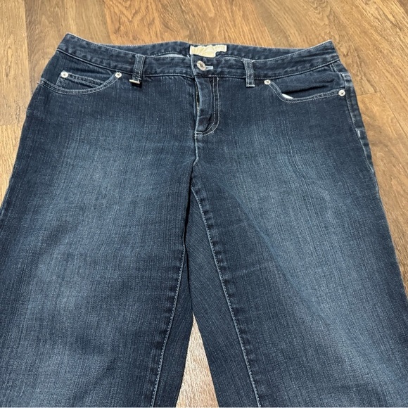 Michael Kors Bootcut Jeans Women's size 10 Dark Wash Blue Stretch Rhinestone - Picture 3 of 10